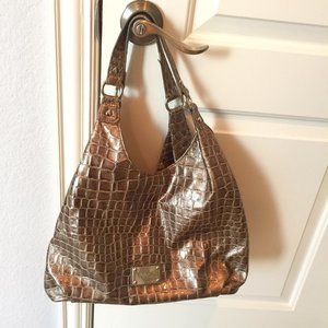 Nine West Pewter Alligator Embossed Print Bag